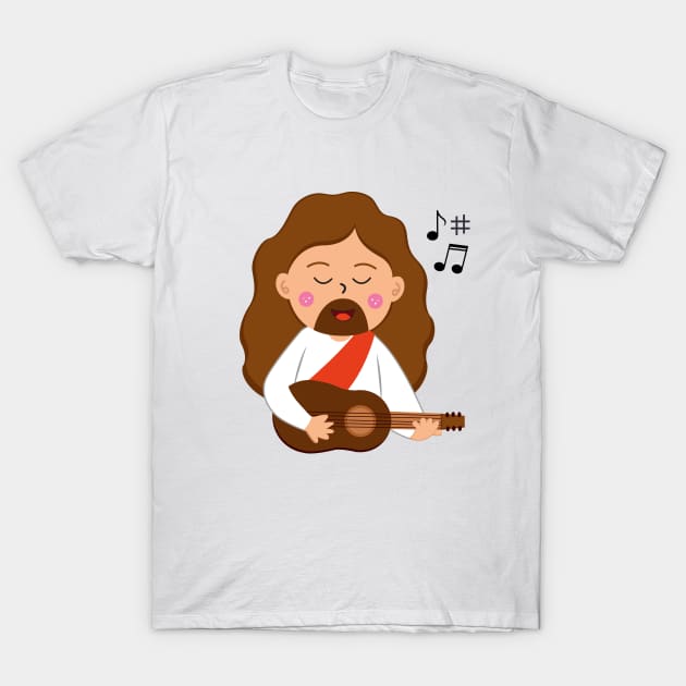 Jesus playing guitar T-Shirt by Riczdodo